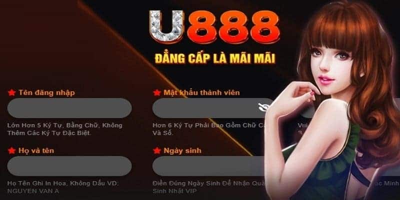 Thao tác tiến hành đăng ký tài khoản nhà cái U888